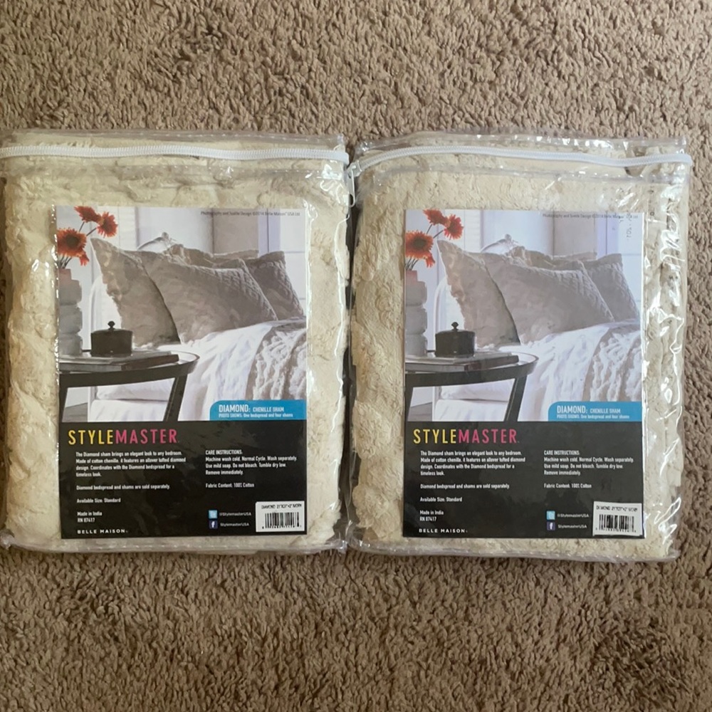 Two Chenille Pillow Shams